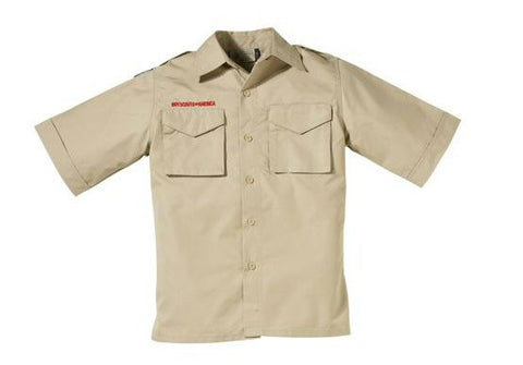 Boy Scout Youth Short-Sleeve Cotton Poplin Uniform Shirt-Tan - Bennett's Clothing