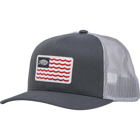 Aftco Canton Trucker Hat was made for the Patriotic angler. Shop Bennetts Clothing for a large selection of Aftco hats and shorts.