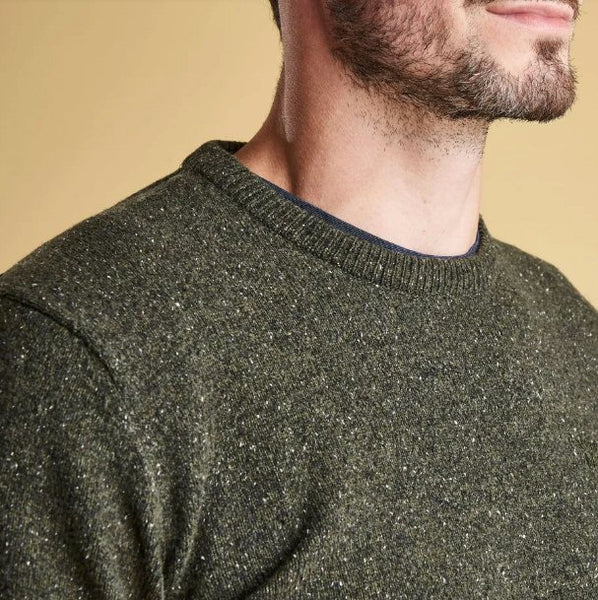 Barbour Mens Tisbury Crew Neck Sweater-Forest Green