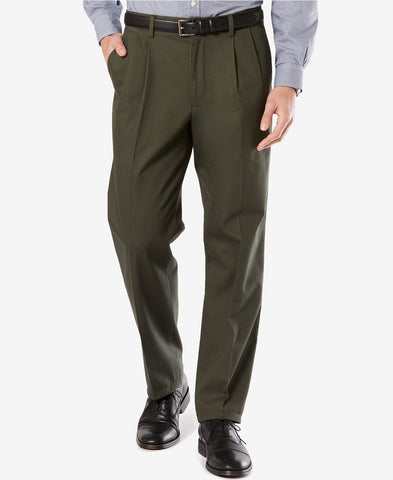 Dockers Mens Relaxed Fit Signature Khaki Lux Cotton Stretch Pants  Pleated   Walmartcom