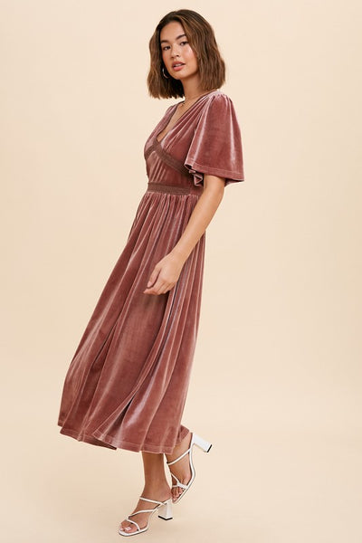 In Loom Velvet Maxi Dress-Mauve