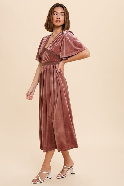 In Loom Velvet Maxi Dress-Mauve