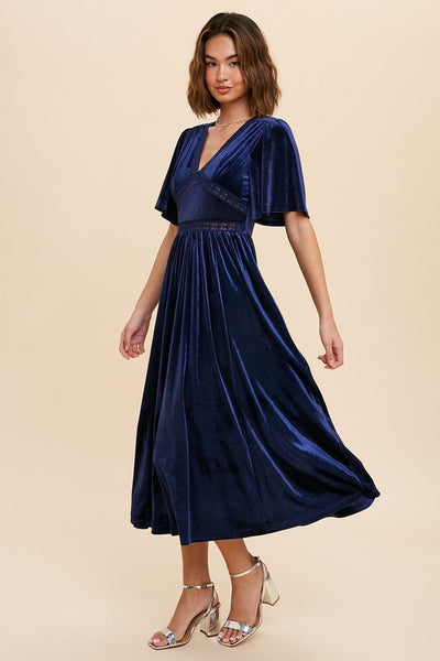 In Loom Velvet Maxi Dress-Midnight Blue