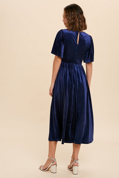 In Loom Velvet Maxi Dress-Midnight Blue