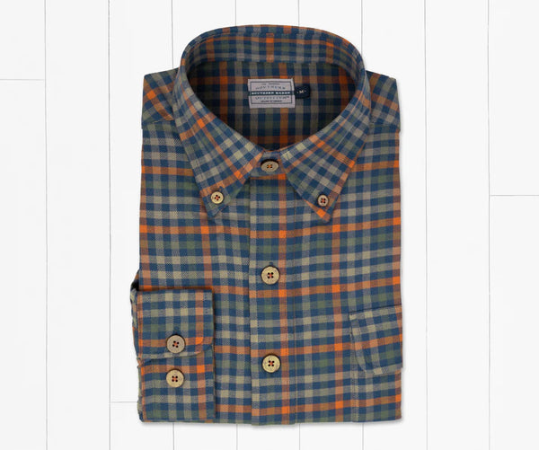 Southern Marsh Boothville Flannel Shirt-Slate & Burnt Taupe
