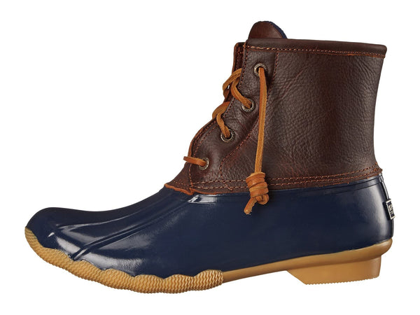 Sperry Womens Saltwater Duck Boots-Tan-Navy Blue